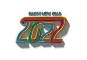 Free photo 3d render happy new year 2022 text typography design.