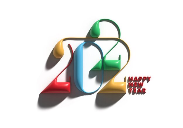 3D Render Happy New Year 2022 Text Typography Design.