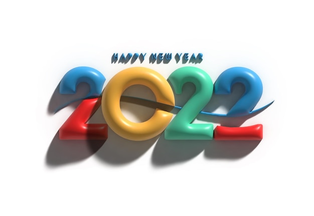 3D Render Happy New Year 2022 Text Typography Design.