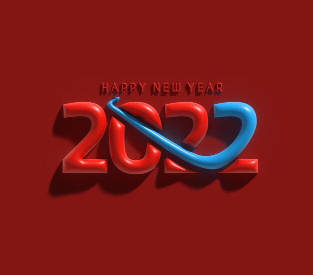 3D 렌더링 새해 복 많이 받으세요 2022 텍스트 타이포그래피 디자인.