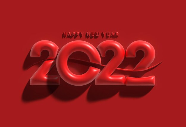 3D Render Happy New Year 2022 Text Typography Design.