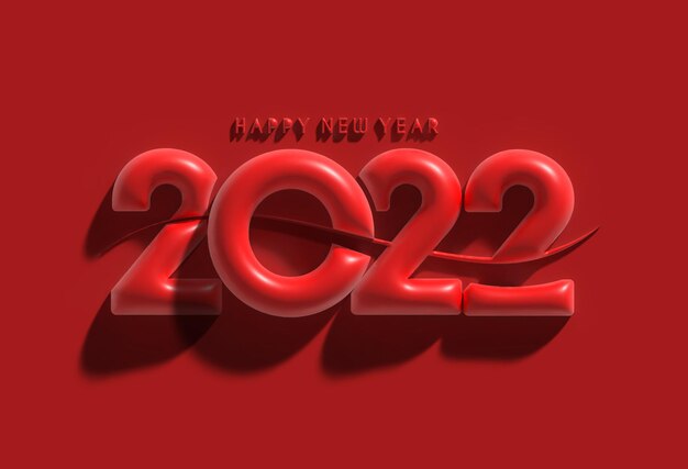3D 렌더링 새해 복 많이 받으세요 2022 텍스트 타이포그래피 디자인.