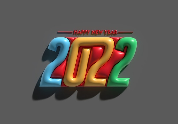 Free photo 3d render happy new year 2022 text typography design.