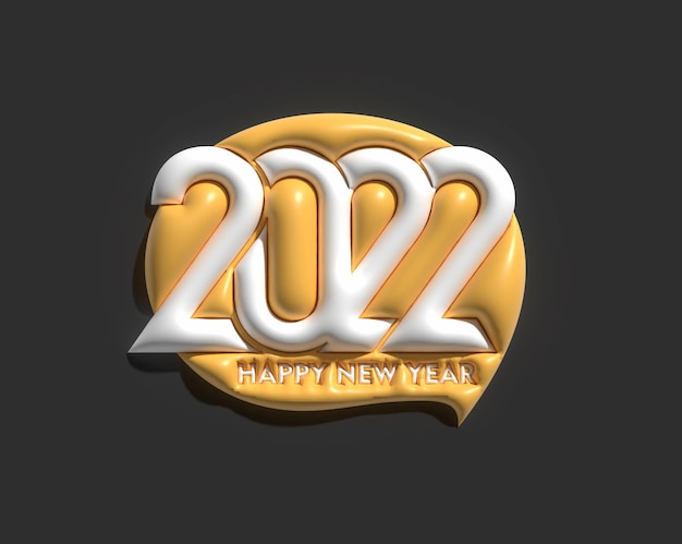 3d render happy new year 2022 text typography design.