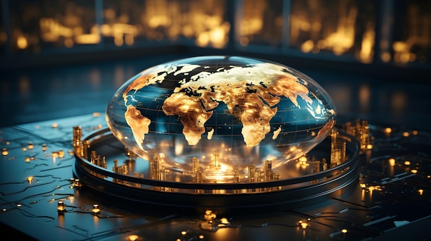 Free photo 3d render hologram of a globe