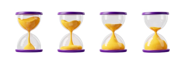 Free photo 3d render hourglass sand clock time icons set