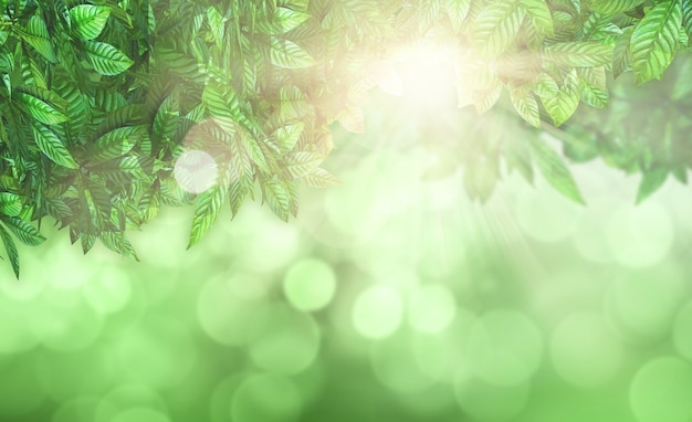 3D render of leaves against a defocussed background