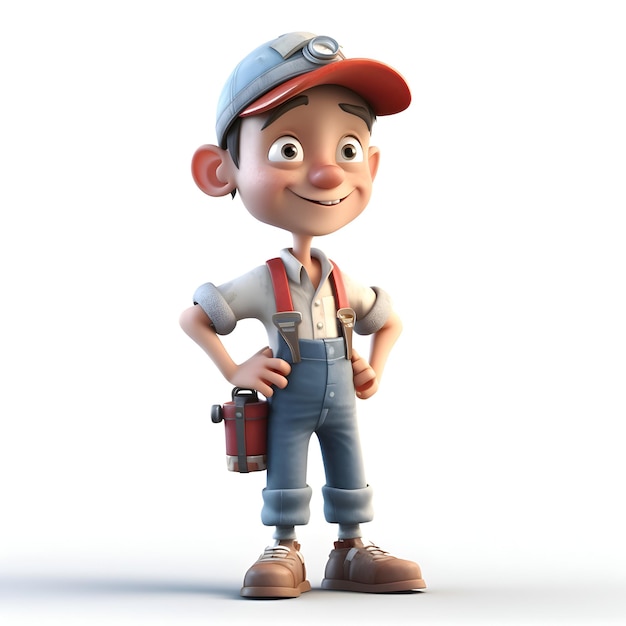 3D Render of a Little Boy with a tool belt and cap