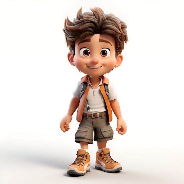 Free photo 3d render of little school boy with backpack and clipping path