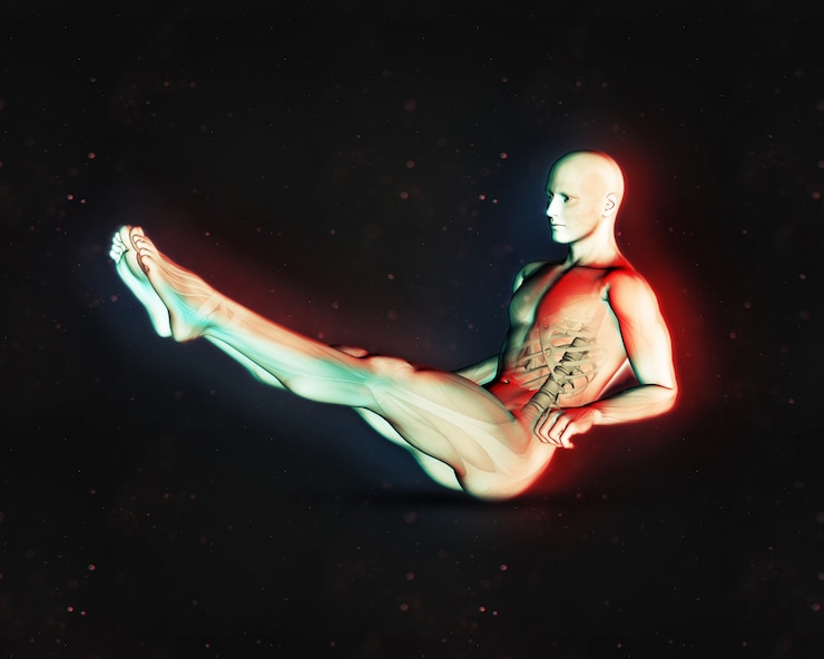 Free Photo 3d render of a male figure in sit up position with legs extended