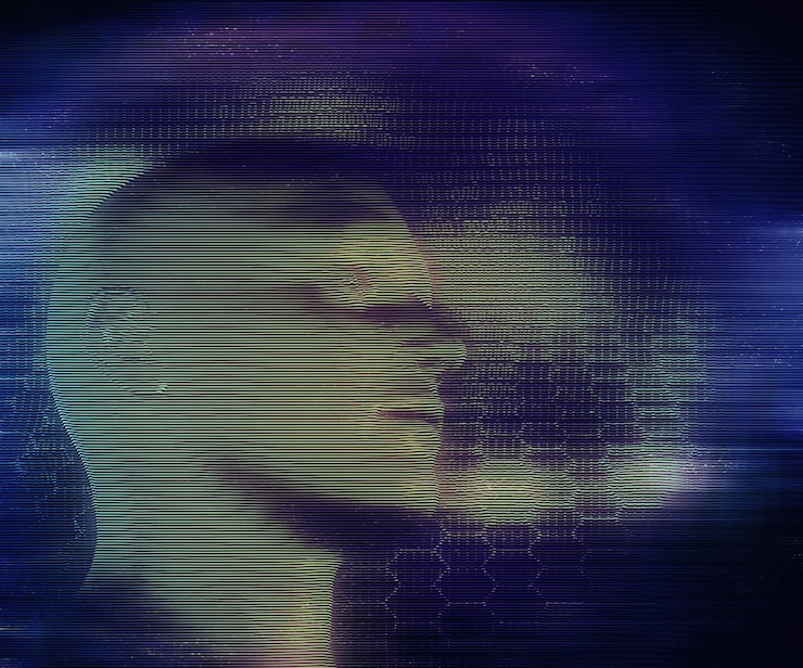 Free Photo 3d render of a male head with hologram style effect