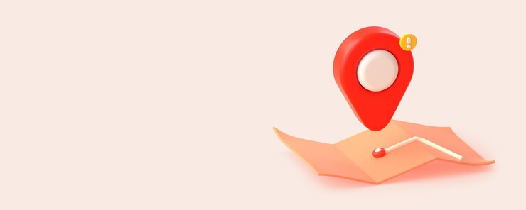무료 Photo 지역 비즈니스 gps 핀 위치가 있는 3d 렌더링 지도