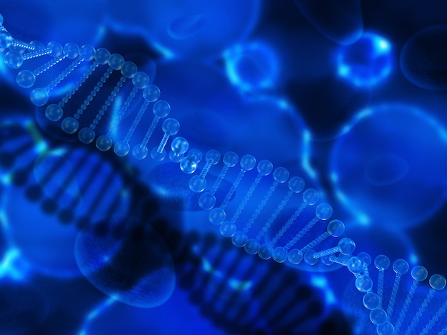 Free photo 3d render of a medical background with clear dna strands