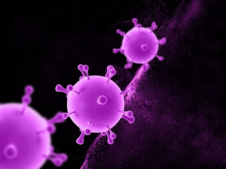 Free Photo 3d render of a medical background with floating abstract virus cells