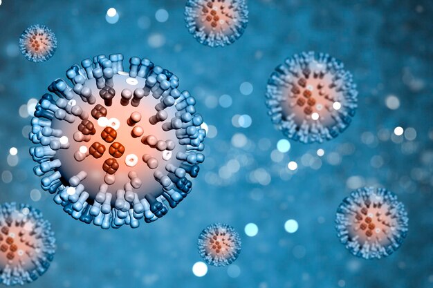 3D render of a medical background with flu virus cells design