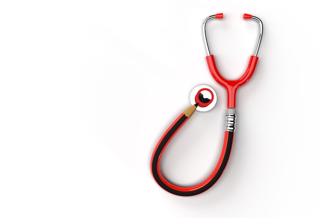3d render medical stethoscope pen tool created clipping path included in jpeg easy to composite.
