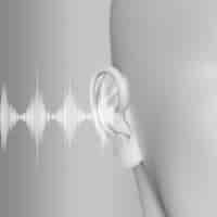 Free photo 3d render of a medical with close up of ear and soundwaves