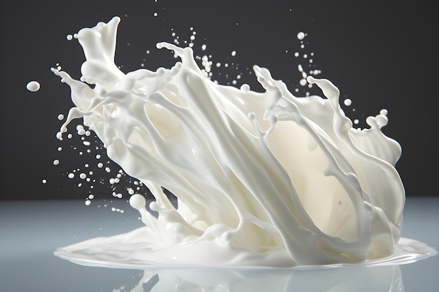 Free photo 3d render milk splash background