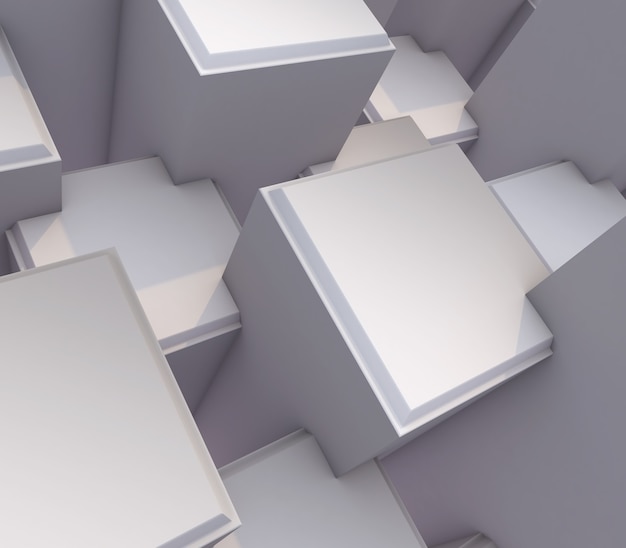 3D визуализация современного абстрактного изображения со скошенными экструзионными кубами