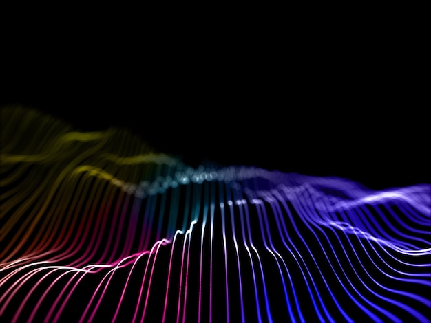 3D render of a modern background with flowing cyber lines