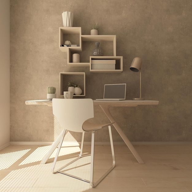 Free photo 3d render of a modern home office