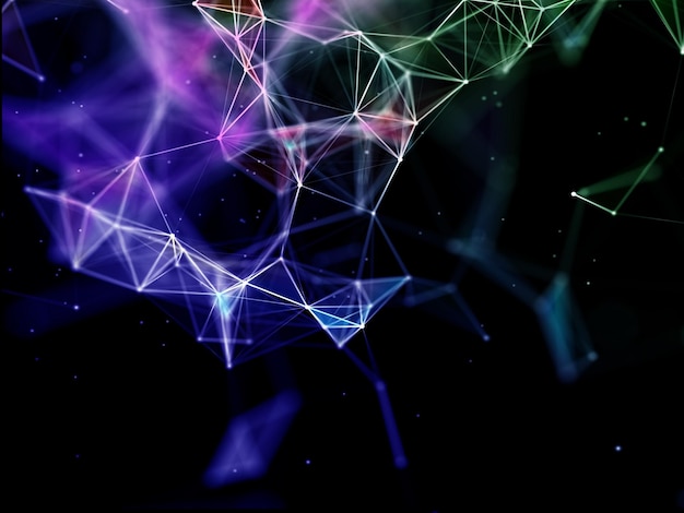 3D render of a modern network communications background with low poly design