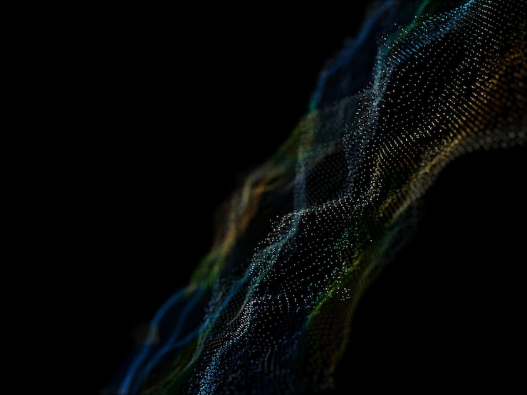 Free Photo 3d render of a modern particle flow background with cyber dots