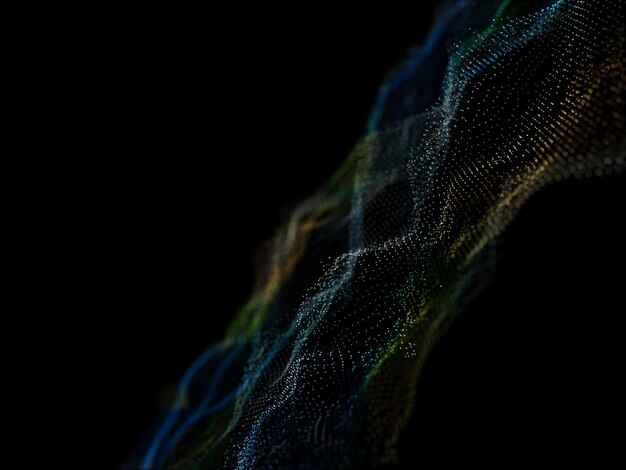 3D визуализация современного фона потока частиц с киберточками
