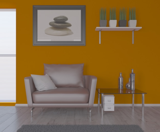 Free photo 3d render of a modern room interior