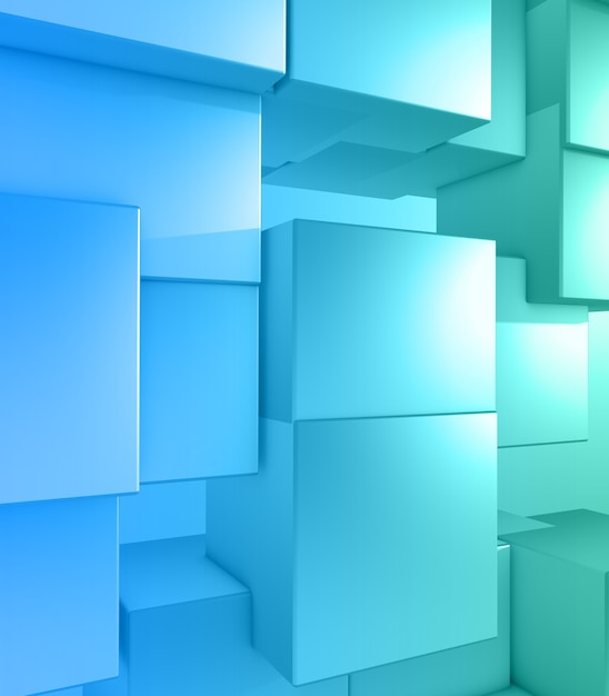 3D render of a modern tech background with extruding cubes