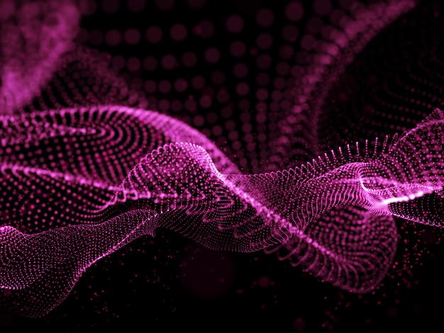 3D render of a modern technology background with flowing particles