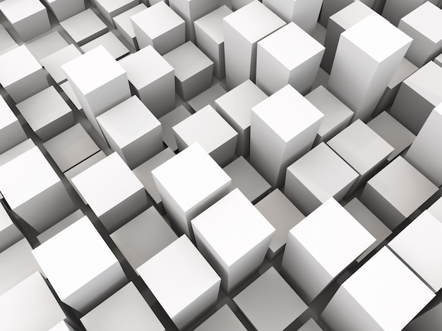 3D render of a monochrome background with extruding cubes