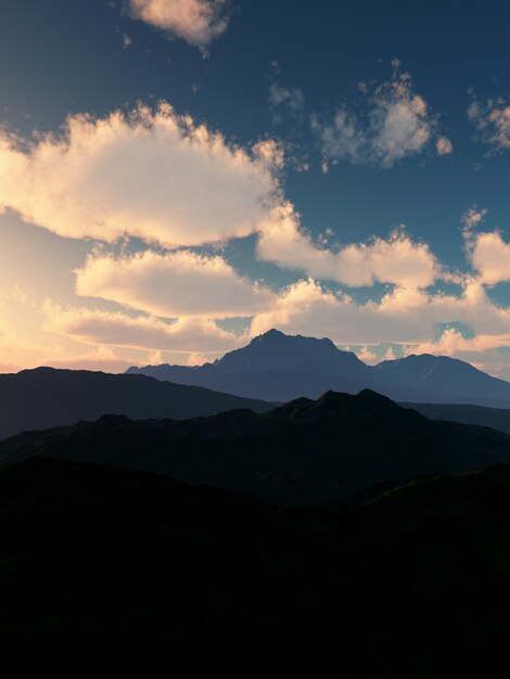 3D render of a mountain landscape
