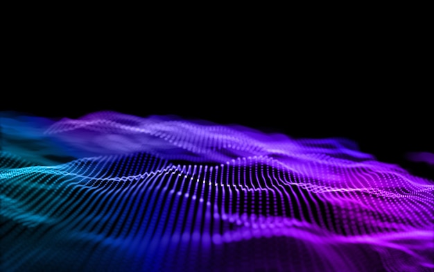 Free photo 3d render of a network communications background with flowing digital particles