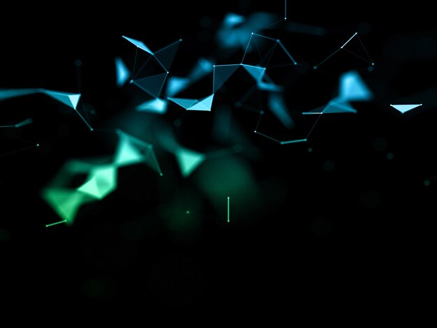 3D render of a network communications background with low poly plexus design