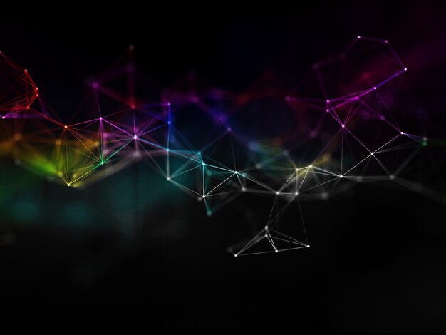 3D render of a network communications background with plexus design