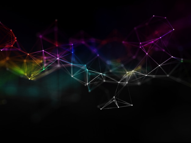 3D render of a network communications background with plexus design