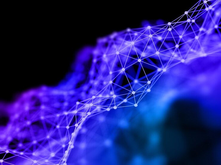 Free Photo 3d render of a network communications background with shallow depth of field