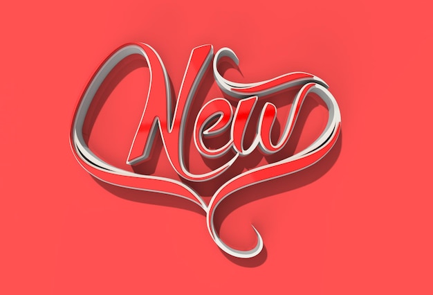 Free photo 3d render new text calligraphic pen tool created clipping path included in jpeg easy to composite.