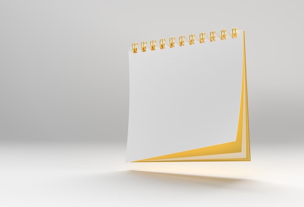 3d-рендер-блокнот с чистым бланком для дизайна и рекламы, трехмерный вид в перспективе.