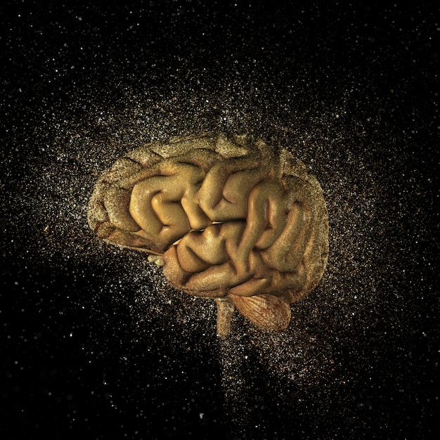 Бесплатное фото 3d визуализации головного мозга с эффектом взрыва блестки
