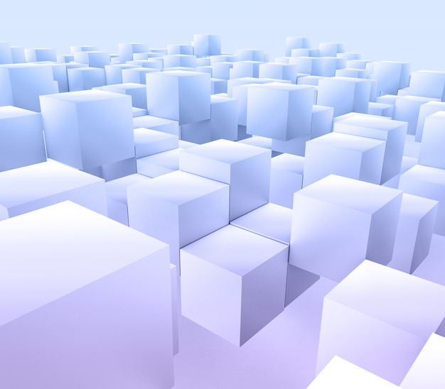 Бесплатное фото 3d визуализация современного абстрактного фона с плавающими кубиками