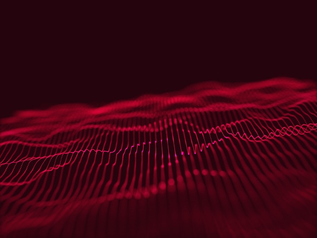 Бесплатное фото 3d визуализация современного техно с дизайном плавных частиц