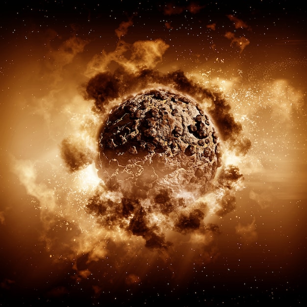 Бесплатное фото 3d рендеринг сцены бурной планеты