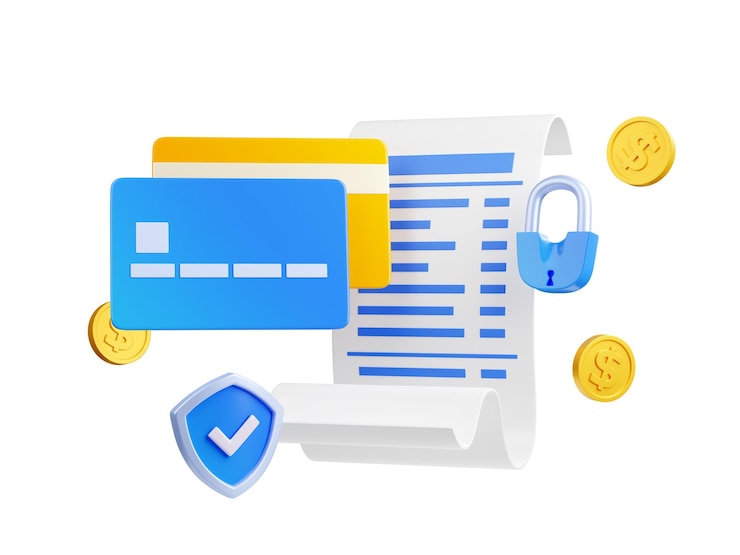 Free Photo 3d render online bill payment invoice concept