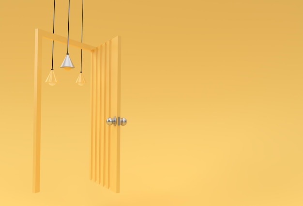 3D Render Open door Символ новой карьеры, возможностей, деловых начинаний и инициативы. Бизнес-концепция Дизайн.