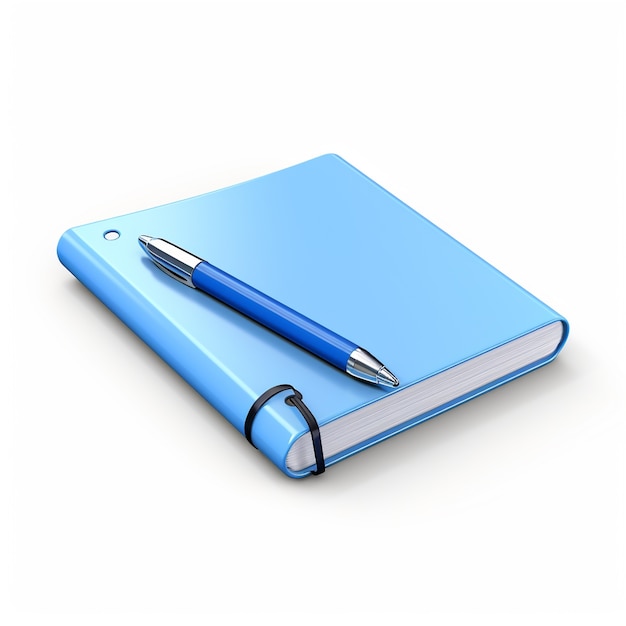 3d render of pen with notebook