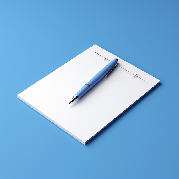 3d render of pen with notebook