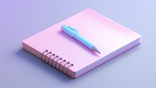 3d render of pen with notebook