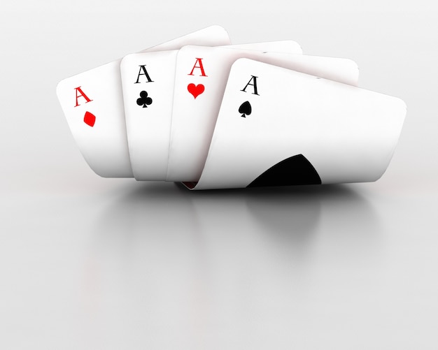 Free photo 3d render of playing cards of four aces